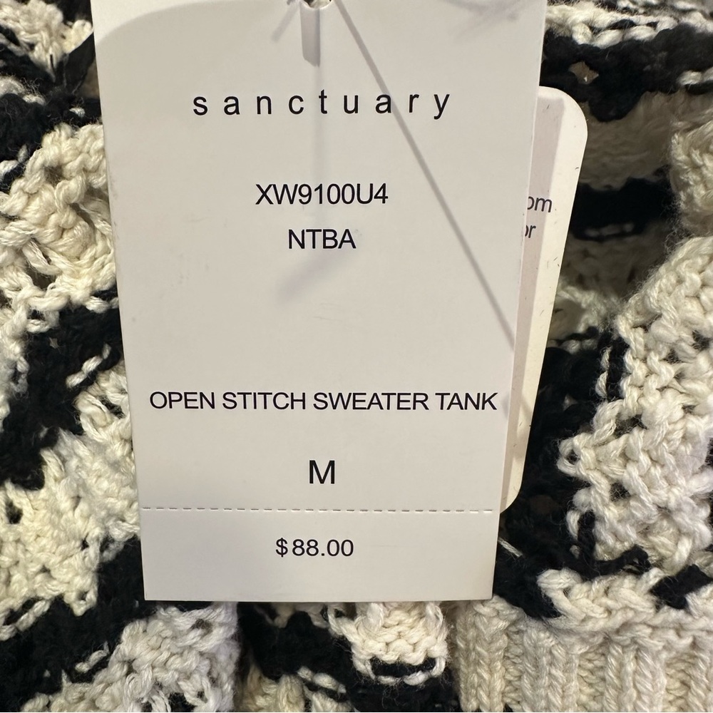 Sanctuary NWT Crochet Black and White Striped Sweater Vest/Tank - Picture 10 of 12